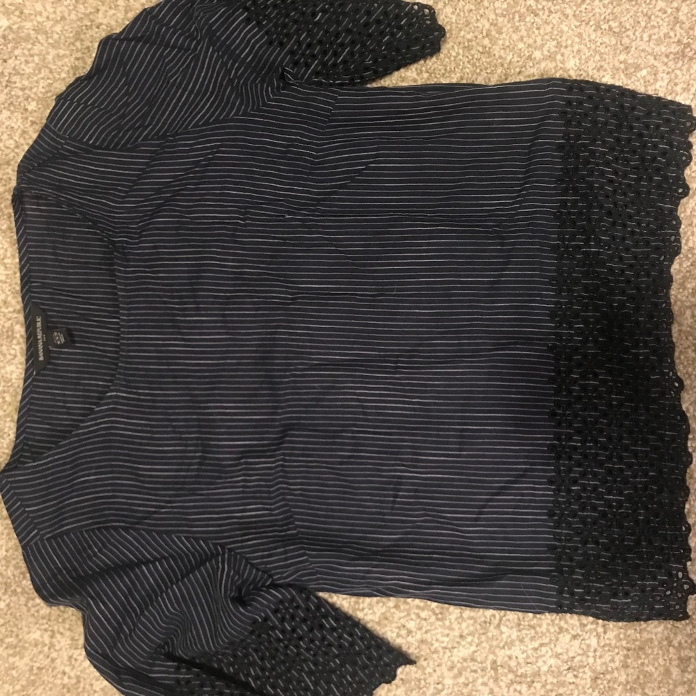 Banana Republic Navy/White Pinstripe Top